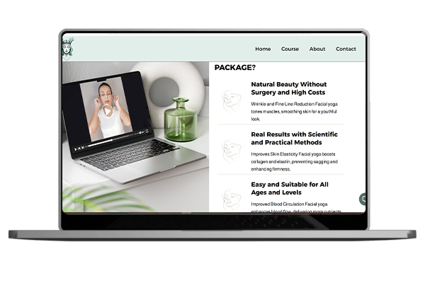 Artemis Wrinkle Away: Woman practicing upper face yoga pose for natural lift and wrinkle reduction in 10 minutes.